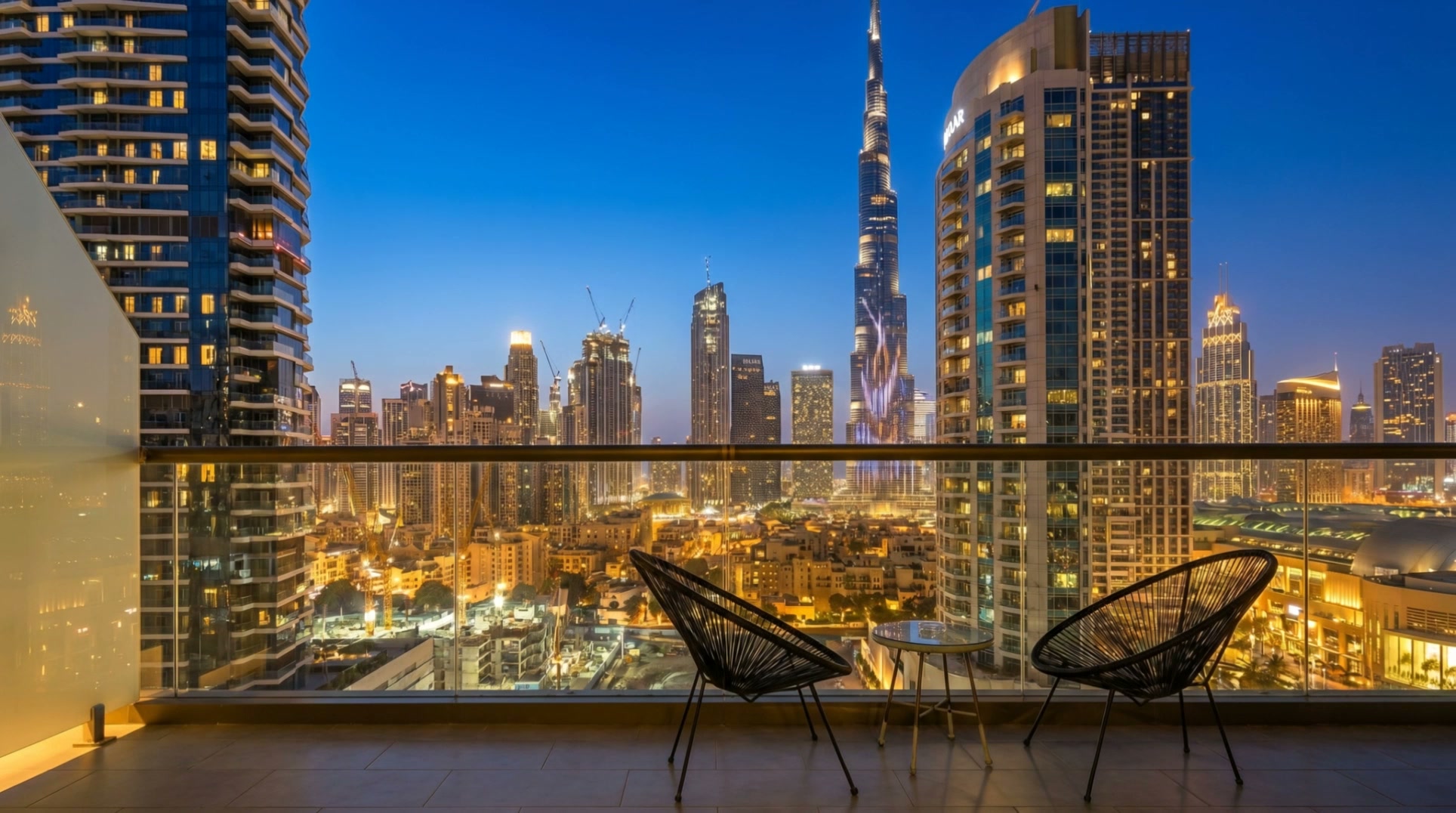 Balcony view at night